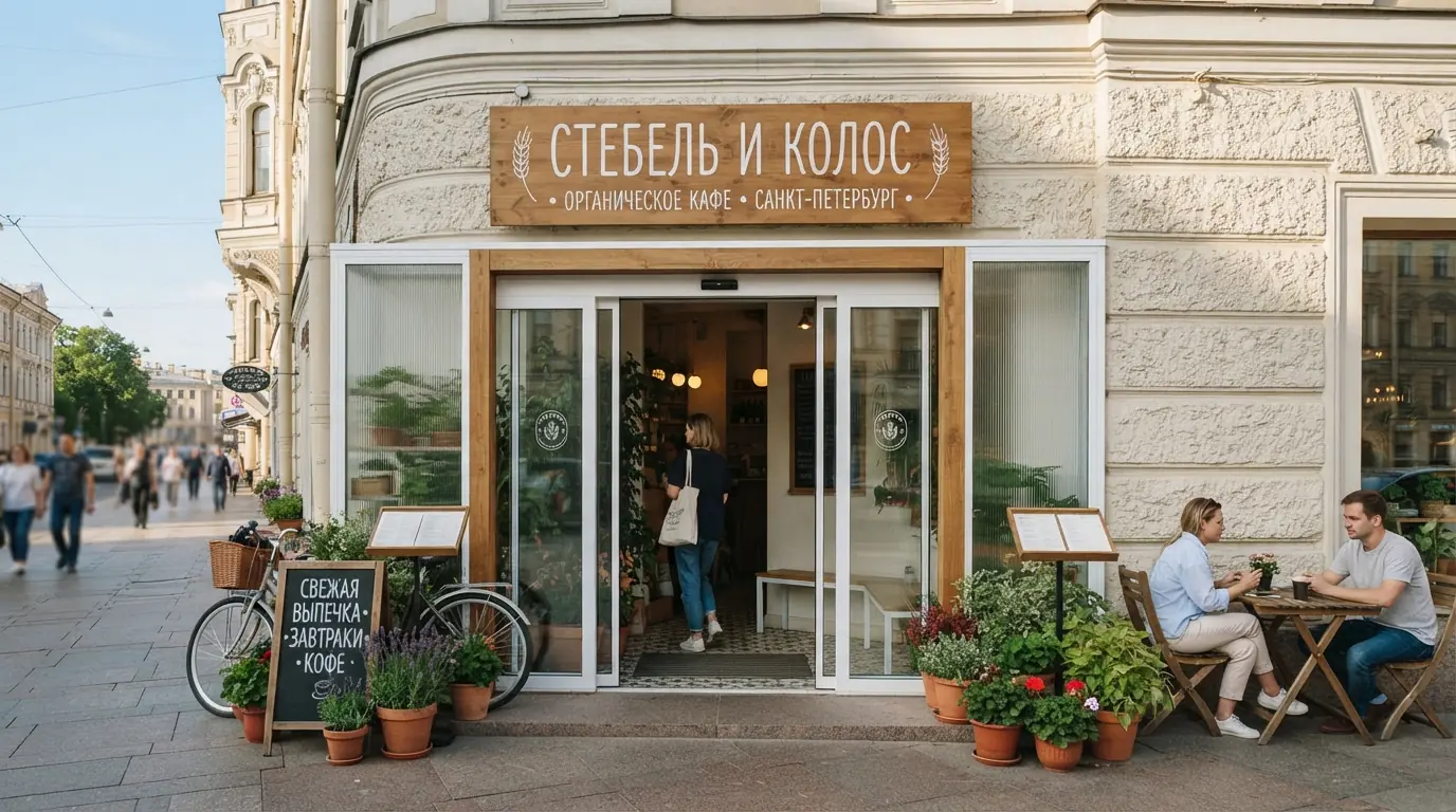 Автоматические стеклянные двери — вид с торца