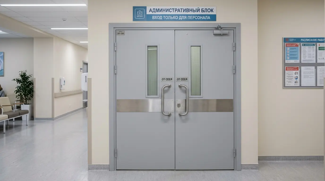 Двери для больниц — вид с торца