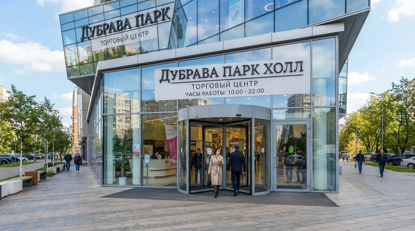Карусельные стеклянные двери — вид крупным планом